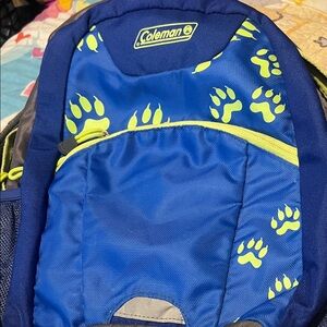 Coleman Blue and Yellow Paw Print Backpack